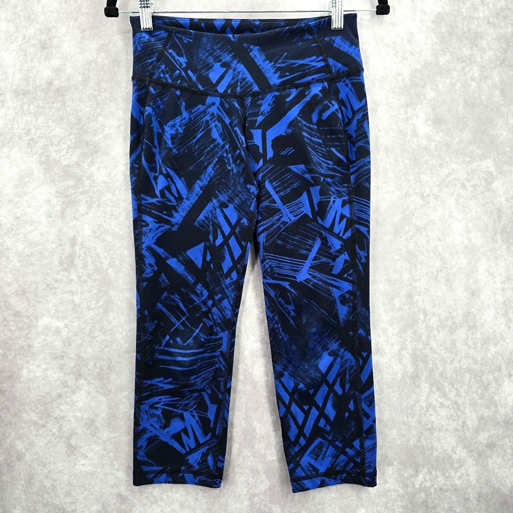 Old Navy Active Blue Black‎ Geometric Cropped Legging Pants Bottoms Small